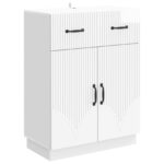 vidaXL Servírovacia skriňa Biela s vysokým leskom 66 x 34,5 x 87 cm – Obrázok 2