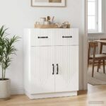 vidaXL Servírovacia skriňa Biela s vysokým leskom 66 x 34,5 x 87 cm – Obrázok 4