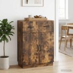 vidaXL Servírovacia skriňa so zásuvkou Dymový dub 66 x 34,5 x 87 cm – Obrázok 4