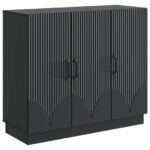 vidaXL Servírovacia skriňa Čierna 89 x 34,5 x 77 cm Kompozitné drevo – Obrázok 2