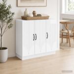 vidaXL Servírovacia skriňa Biela s vysokým leskom 89 x 34,5 x 77 cm