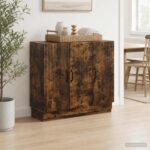 vidaXL Servírovacia skriňa Dymový dub 89 x 34,5 x 77 cm