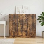 vidaXL Servírovacia skriňa Dymový dub 89 x 34,5 x 77 cm – Obrázok 4