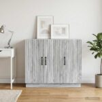 vidaXL Servírovacia skriňa Sivá sonoma 89 x 34,5 x 77 cm – Obrázok 4