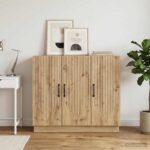 vidaXL Servírovacia skriňa Dub artisan 89 x 34,5 x 77 cm – Obrázok 4