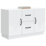 vidaXL Servírovacia skriňa Biela 89 x 34,5 x 57 cm Kompozitné drevo – Obrázok 3