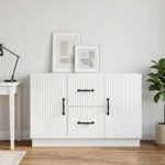 vidaXL Servírovacia skriňa Biela 89 x 34,5 x 57 cm Kompozitné drevo – Obrázok 4