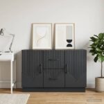 vidaXL Servírovacia skriňa Čierna 89 x 34,5 x 57 cm Kompozitné drevo – Obrázok 4