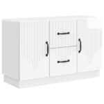 vidaXL Servírovacia skriňa Biela s vysokým leskom 89 x 34,5 x 57 cm – Obrázok 2