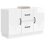 vidaXL Servírovacia skriňa Biela s vysokým leskom 89 x 34,5 x 57 cm – Obrázok 3