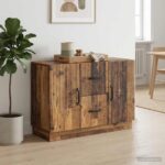 vidaXL Servírovacia skriňa so zásuvkou Staré drevo 89 x 34,5 x 57 cm