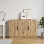 vidaXL Servírovacia skriňa so zásuvkou Dub artisan 89 x 34,5 x 57 cm – Obrázok 4