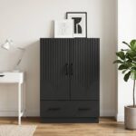 vidaXL Servírovacia skriňa Čierna 66 x 34,5 x 92 cm Kompozitné drevo – Obrázok 3