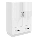 vidaXL Servírovacia skriňa Biela s vysokým leskom 66 x 34,5 x 92 cm – Obrázok 2