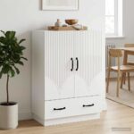 vidaXL Servírovacia skriňa Biela s vysokým leskom 66 x 34,5 x 92 cm – Obrázok 3