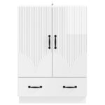 vidaXL Servírovacia skriňa Biela s vysokým leskom 66 x 34,5 x 92 cm – Obrázok 5