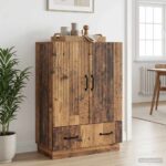 vidaXL Servírovacia skriňa so zásuvkou Staré drevo 66 x 34,5 x 92 cm – Obrázok 3