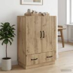 vidaXL Servírovacia skriňa so zásuvkou Dub artisan 66 x 34,5 x 92 cm – Obrázok 3