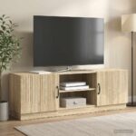 vidaXL TV skrinka Dub sonoma 150 x 31 x 47 cm Kompozitné drevo – Obrázok 4