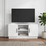 vidaXL TV skrinka Biela s vysokým leskom 102 x 34,5 x 47 cm