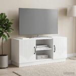 vidaXL TV skrinka Biela s vysokým leskom 102 x 34,5 x 47 cm – Obrázok 4