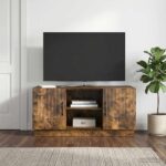 vidaXL TV skrinka Dymový dub 102 x 34,5 x 47 cm Kompozitné drevo