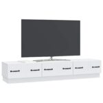 vidaXL TV skrinka Biela 147 x 34,5 x 27 cm Kompozitné drevo – Obrázok 3