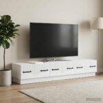 vidaXL TV skrinka Biela 147 x 34,5 x 27 cm Kompozitné drevo – Obrázok 4
