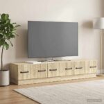 vidaXL TV skrinka Dub sonoma 147 x 34,5 x 27 cm Kompozitné drevo – Obrázok 4