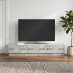 vidaXL TV skrinka Betónovo sivá 147 x 34,5 x 27 cm Kompozitné drevo