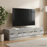 vidaXL TV skrinka Betónovo sivá 147 x 34,5 x 27 cm Kompozitné drevo – Obrázok 4