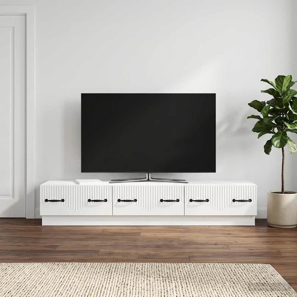 895399_1.jpg vidaXL TV skrinka Biela s vysokým leskom 147 x 34,5 x 27 cm – Obrázok 1