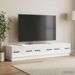 vidaXL TV skrinka Biela s vysokým leskom 147 x 34,5 x 27 cm – Obrázok 4