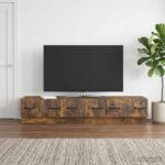 vidaXL TV skrinka Dymový dub 147 x 34,5 x 27 cm Kompozitné drevo – Obrázok 4
