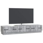 vidaXL TV skrinka Sivá sonoma 147 x 34,5 x 27 cm Kompozitné drevo – Obrázok 3