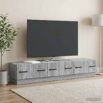 vidaXL TV skrinka Sivá sonoma 147 x 34,5 x 27 cm Kompozitné drevo – Obrázok 4