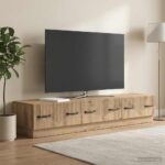 vidaXL TV skrinka Dub artisan 147 x 34,5 x 27 cm Kompozitné drevo – Obrázok 4