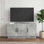 vidaXL TV skrinka Betónovo sivá 99 x 34,5 x 47 cm Kompozitné drevo – Obrázok 4