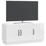 vidaXL TV skrinka Biela s vysokým leskom 99 x 34,5 x 47 cm – Obrázok 3