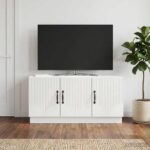 vidaXL TV skrinka Biela s vysokým leskom 99 x 34,5 x 47 cm – Obrázok 4