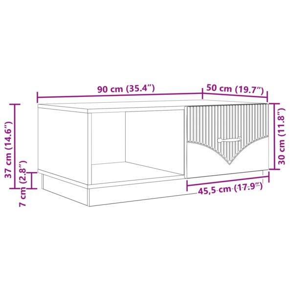 vidaXL Konferenčný stolík Sivá sonoma 90 x 50 x 37 cm Kompozitné drevo – Obrázok 11