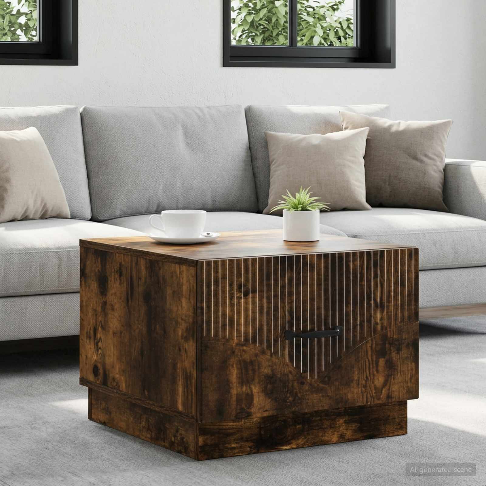 895430_1.jpg vidaXL Konferenčný stolík Dymový dub 49 x 50 x 37 cm Kompozitné drevo – Obrázok 1