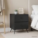 vidaXL Nočný stolík 2 pcs Čierna 43 x 34,5 x 47,5 cm Kompozitné drevo – Obrázok 4