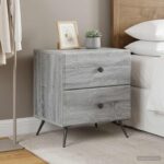 vidaXL Nočný stolík so zásuvkou 2 pcs Sivá sonoma 43 x 34,5 x 47,5 cm – Obrázok 4