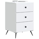 vidaXL Nočný stolík Biela 43 x 41 x 66,5 cm Kompozitné drevo – Obrázok 2