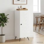 vidaXL Servírovacia skriňa Biela 33 x 34,5 x 90 cm Kompozitné drevo – Obrázok 4