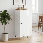 vidaXL Servírovacia skriňa Biela s vysokým leskom 33 x 34,5 x 90 cm – Obrázok 4
