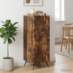 vidaXL Servírovacia skriňa Dymový dub 33 x 34,5 x 90 cm – Obrázok 4