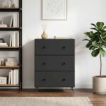 vidaXL Zásuvkový kabinet Čierna 66 x 34,5 x 90 cm Kompozitné drevo