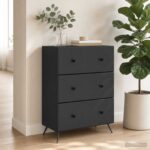 vidaXL Zásuvkový kabinet Čierna 66 x 34,5 x 90 cm Kompozitné drevo – Obrázok 4